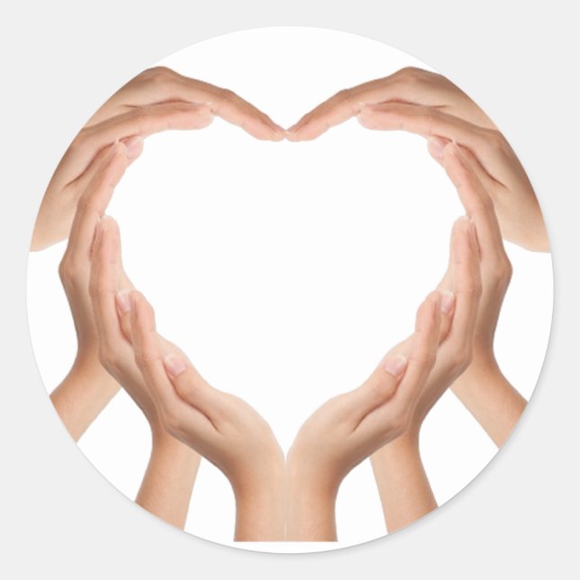 Sticker Rond Mains d'amour (Devant)