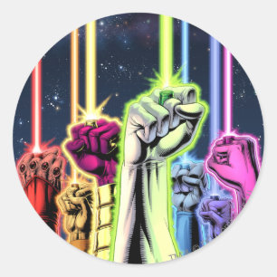 Sticker Rond Mains dans l'air avec anneaux -Couleur