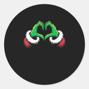 Sticker Rond Mains de coeur amusantes Noël