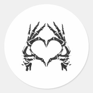 Sticker Rond Mains de coeur de squelette - Halloween - Mains de