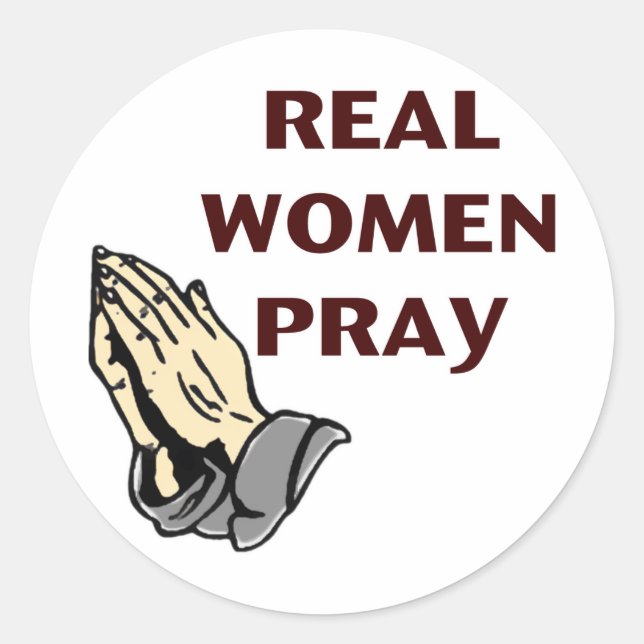 Sticker Rond Mains de prière - Les vraies femmes prient (Devant)