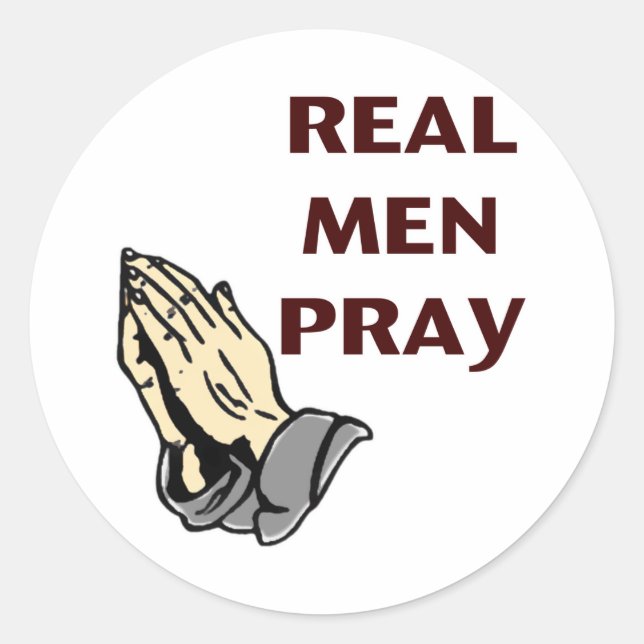 Sticker Rond Mains de prière - Les vrais hommes prient (Devant)