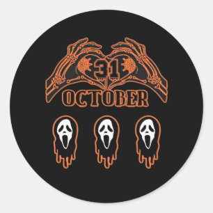 Sticker Rond Mains De Squelette Pour Halloween Classique