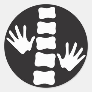 Sticker Rond Mains et chiropractie noires et blanches de logo