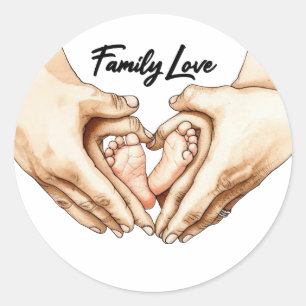 Sticker Rond Mains tenant les pieds de bébé
