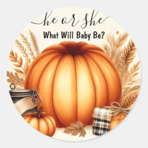 Sticker Rond Maintenant Farm Pink Blue Fall Girl Citrouille Gen