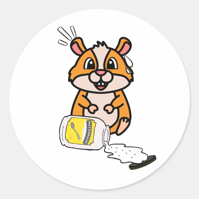 Sticker Rond Maionnaise déversée de hamster (Devant)