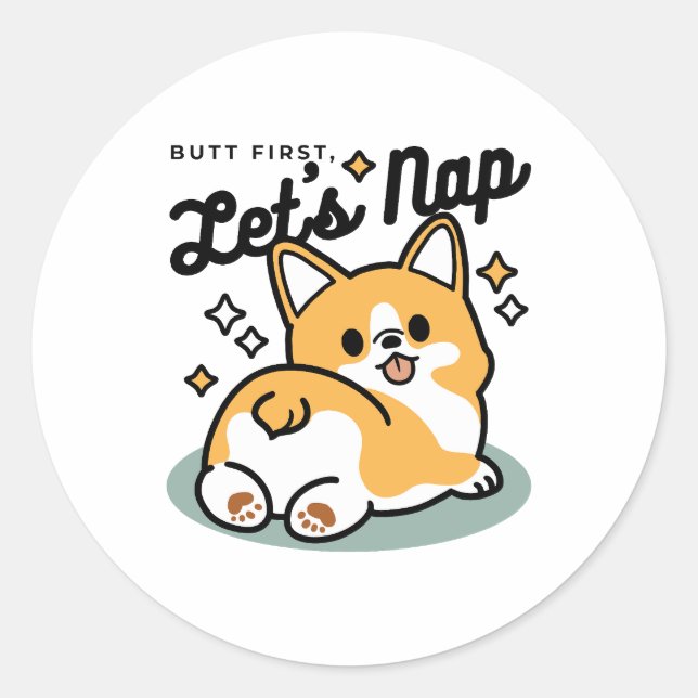 Sticker Rond Mais d'abord, Nappons - mignon Caricature à bouton (Devant)