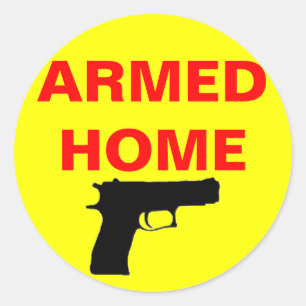 Sticker Rond Maison armée de sécurité