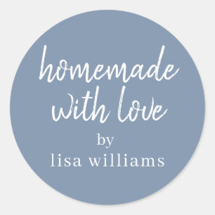 Sticker Rond Maison avec amour personnalisé cadeau bleu Vintage