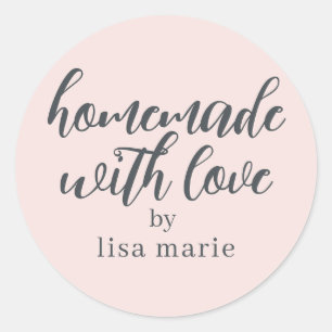 Sticker Rond Maison avec amour personnalisé Pastel Pink cadeau