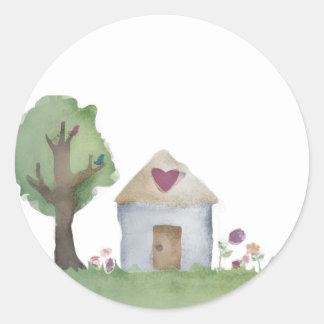 Sticker Rond maison d'amour maison jardin emballage cadeau auto