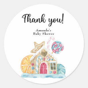 Sticker Rond Maison de biscuits de Noël - Merci
