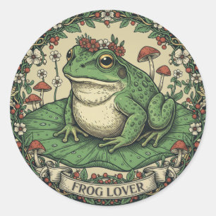 Sticker Rond Maison de campagne amateur de grenouilles