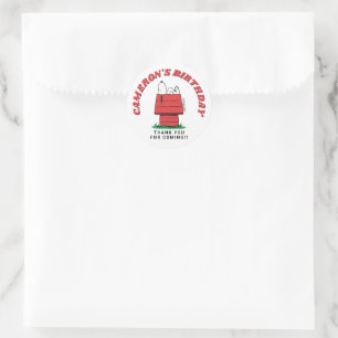 Sticker Rond Maison de chien Snoopy Peanuts Anniversaire Classi