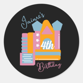 Sticker Rond Maison de Location Gonflable de Fête d'Anniversair