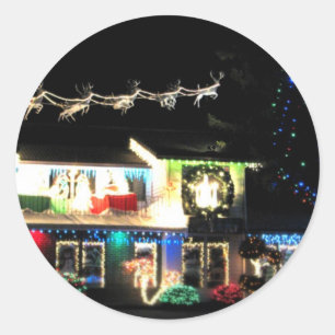 Sticker Rond Maison de Noël