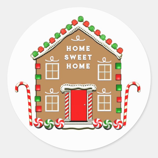 Sticker Rond Maison de Noël de la nouvelle maison (Devant)
