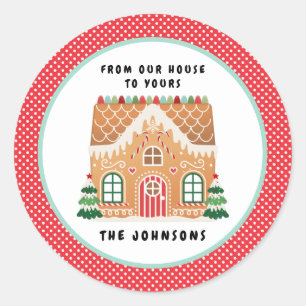 Sticker Rond Maison de pain d'épices   Christmas Cookie Exchan