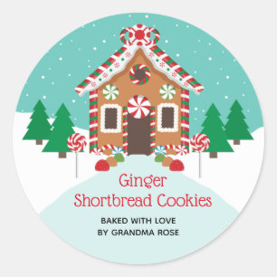 Sticker Rond Maison de pain d'épices - Fêtes de Noël
