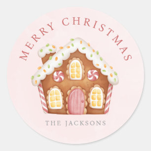 Sticker Rond Maison en pain d'épice Noël
