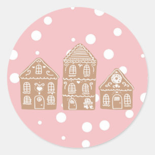 Sticker Rond Maison en pain d'épices village Classic Round Stic