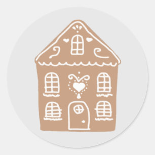 Sticker Rond Maison en pain d'épices village Classic Round Stic