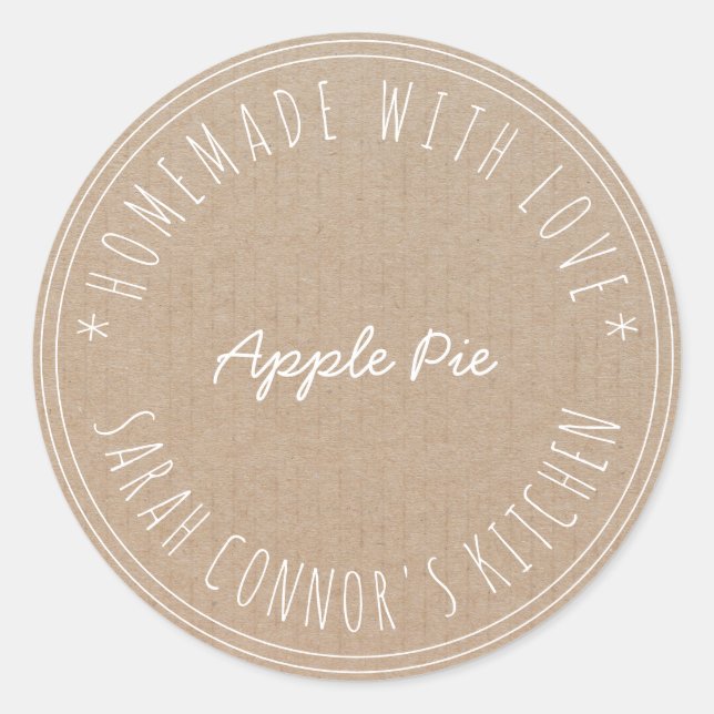 Sticker Rond Maison faite avec amour Apple Pie Kraft Baking (Devant)