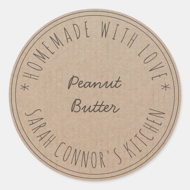 Sticker Rond Maison faite avec amour Beurre d'arachide Boulange (Devant)