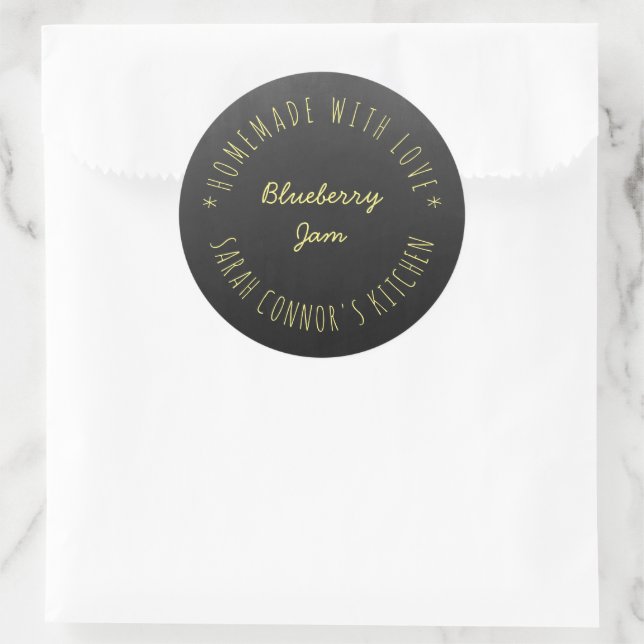 Sticker Rond Maison faite avec amour Blueberry JamTrendy Hipste (Sac)