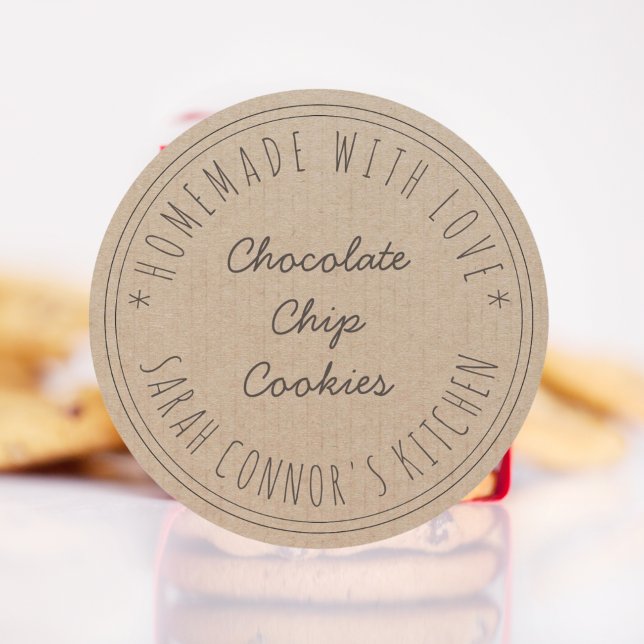 Sticker Rond Maison faite avec amour Chocolat Chip Cookies Kraf (Home made with love Chocolate Chip Cookies Kraft Classic Round Sticker
)