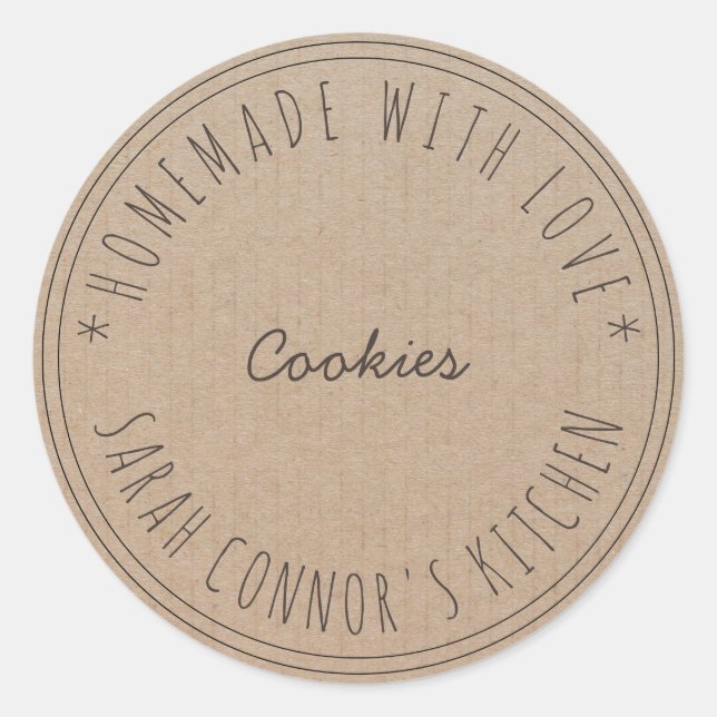 Sticker Rond Maison faite avec amour Cookies Kraft Baking (Devant)