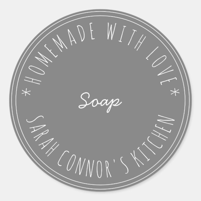 Sticker Rond Maison faite avec amour Spa Kraft savon (Devant)