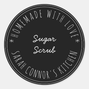 Sticker Rond Maison faite avec amour Sugar Scrub Kraft Spa