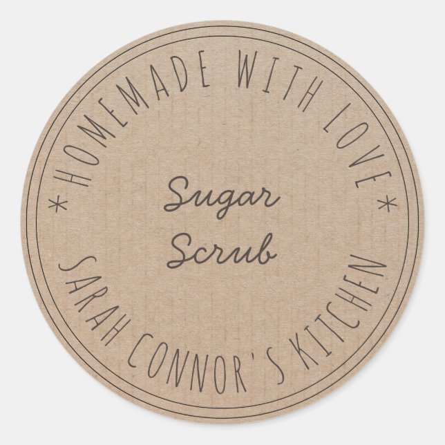 Sticker Rond Maison faite avec amour Sugar Scrub Kraft Spa (Devant)