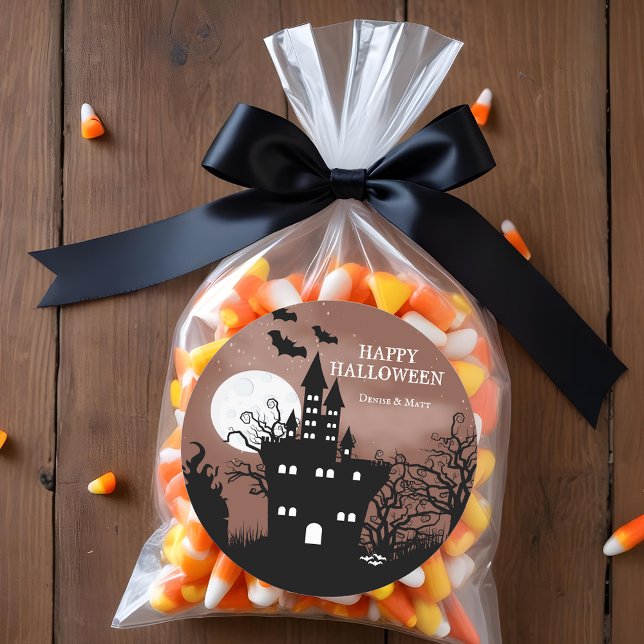 Sticker Rond Maison hantée d'Halloween (Happy Halloween Haunted Castle Stickers)
