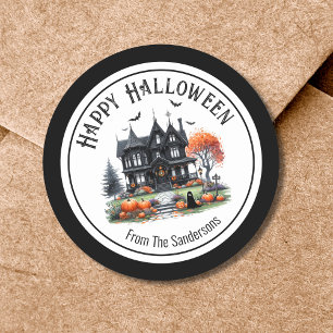 Sticker Rond Maison Hantée Halloween