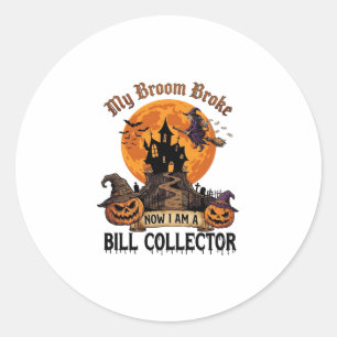 Sticker Rond Maison Hantée Halloween Collecteur de Factures Bal