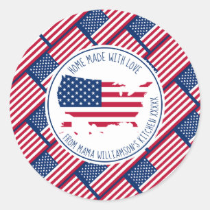 Sticker Rond MAISON PERSONNALISÉE AVEC AMOUR Amérique USA Drape