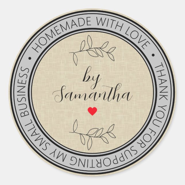 Sticker Rond Maison personnalisée faite avec amour (Devant)