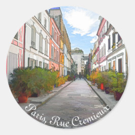 Sticker Rond Maisons colorées rue Cremieux - Paris