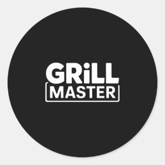 Sticker Rond Maître du grill bbq masculin roi de la fumée barbe