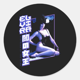 Sticker Rond Maîtresse Elvira De La Baignade Lunaire Sombre