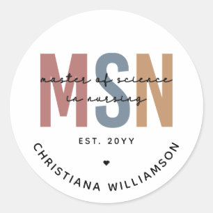 Sticker Rond Maîtrise en sciences en sciences infirmières sur m