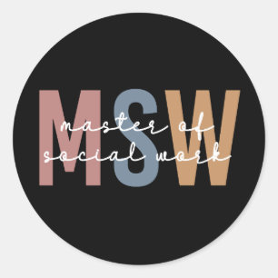 Sticker Rond Maîtrise en travail social - Rétro Graduation