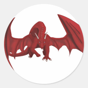 Sticker Rond Majestic légendaire Dragon rouge Imaginaire créatu
