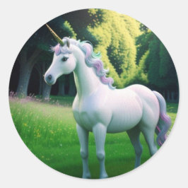 Sticker Rond Majestic Unicorn