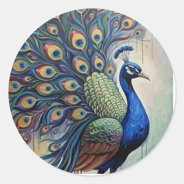 Sticker Rond Majesty Peacock in Full Bloom (Devant)