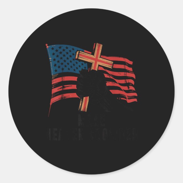 Sticker Rond Make Heaven Crowded Christian Patriotic Cross Amer (Devant)