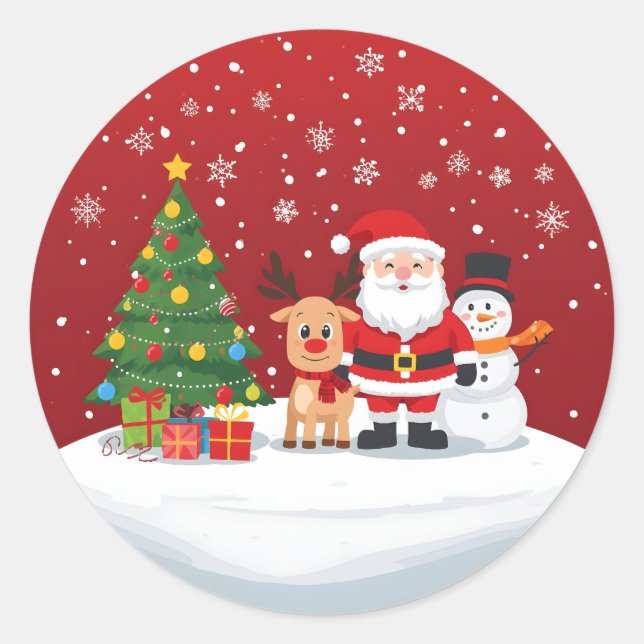 Sticker Rond Making Spirits Bright (Devant)